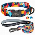 Nylon Dog Collar Leash Set Soft Personalized Dogs Collars Lead Padded ...