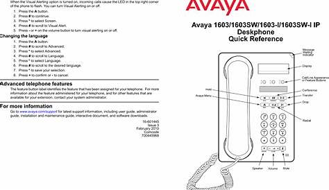 Avaya 1603 1603Sw I Users Manual 1603/1603SW/1603 I/1603SW IP Deskphone