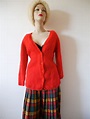 1960s Red Mohair Sweater - women's vintage v-neck fuzzy wool cardigan ...