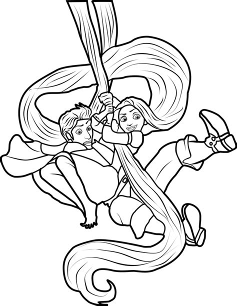 Improve your creativity painting and coloring some illustrations of rapunzel classic tale. Rapunzel And Flynn Swinging Coloring - Play Free Coloring ...