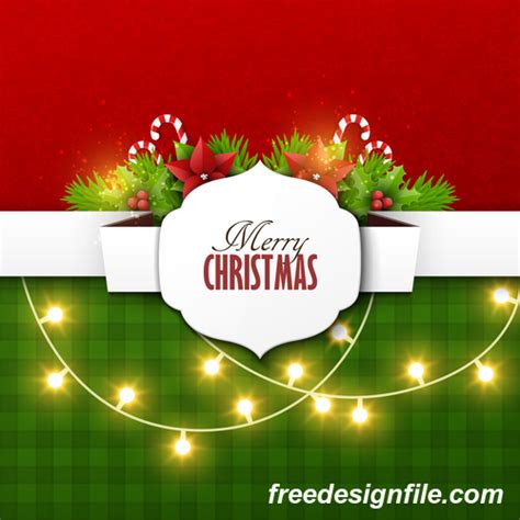 Merry Christmas Greenting Card With Paper Lebels Vector Free Download