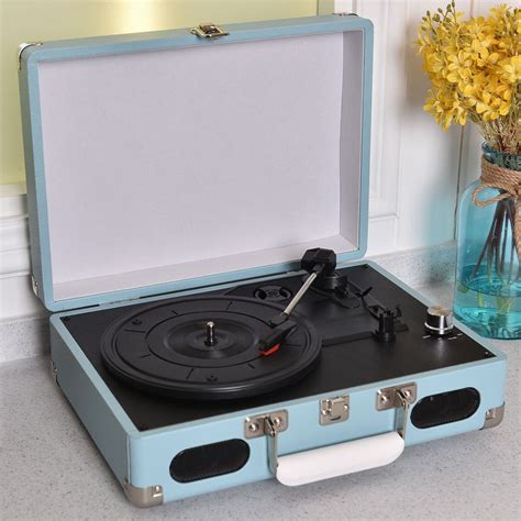 Blue Vintage Vinyl Record Player By Choice Products