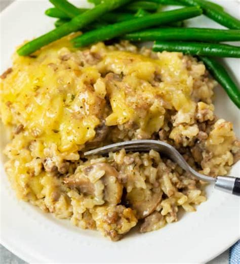Cheesy Ground Beef And Rice Casserole The Cozy Cook