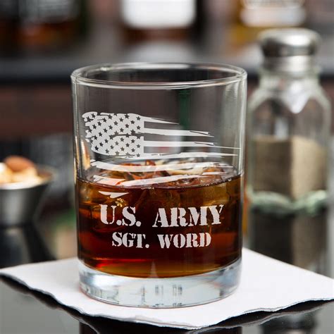 Us Army Whiskey Glass Personalized Whiskey Glasses Soldier Etsy