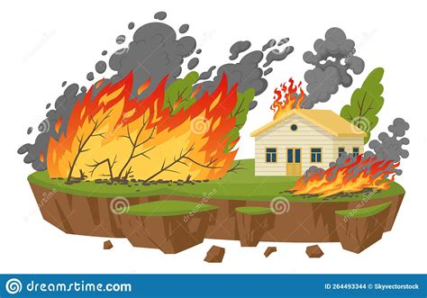 Cartoon Forest Fires Natural Disaster Fire Damage Catastrophe