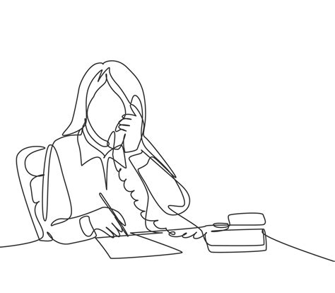 One Continuous Line Drawing Of Young Assistant Manager Receiving A Phone And Writing Down Her