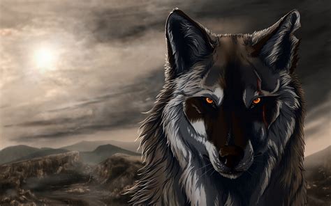 Black Wolf Over 1080 X 1080 Black Gray Wolf Hd Desktop Wallpaper