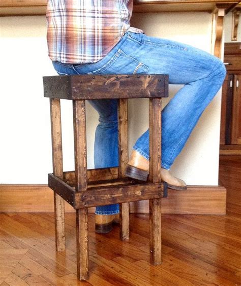 Rustic Wooden Bar Stool With Shelf Etsy A Walk Through The Woods