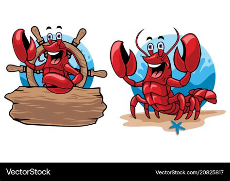 Lobster Cartoon Set Royalty Free Vector Image Vectorstock