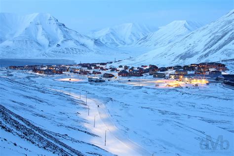 Nightime Longyearbyen Spitsbergen Svalbard Norway Worldwide