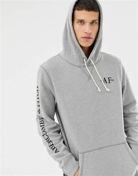 abercrombie and fitch sleeve logo hoodie in gray marl asos