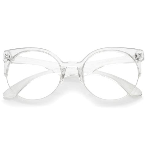 Modern Translucent Frame Round Clear Lens Semi Rimless Eyeglasses 54mm Clear Glasses Frames