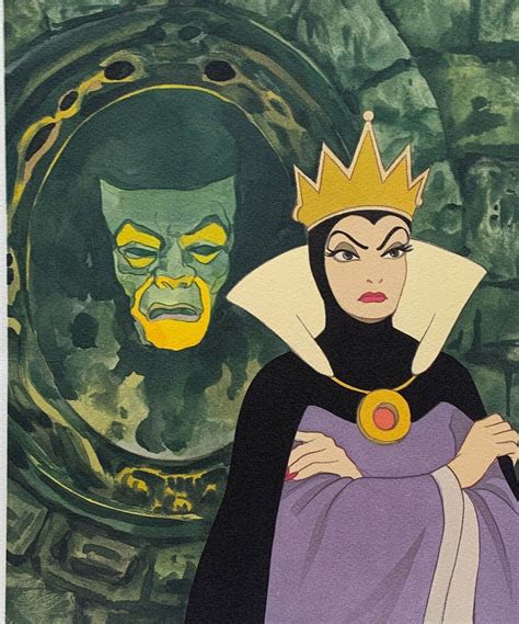 Disney Snow White Evil Queen Art Giclee Mirror Mirror On The Wall 15 X 13 Ebay
