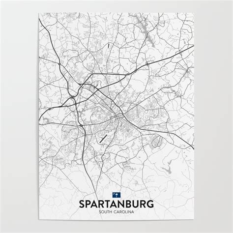 Spartanburg South Carolina United States Light City Map Poster By