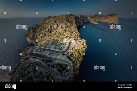 Aerial View Panorama Of A Serpentine Road On Mallorca In The Northern
