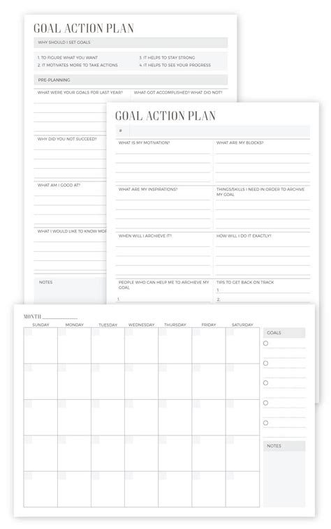 Goal Action Plan Printable Weekly Planner Calendar Planner 2020 2021 A4