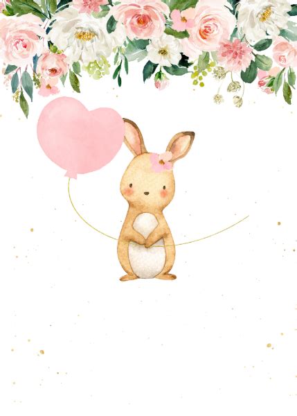 Girls Floral Bunny Baby Shower Invitation Zazzle Bunny Baby Shower