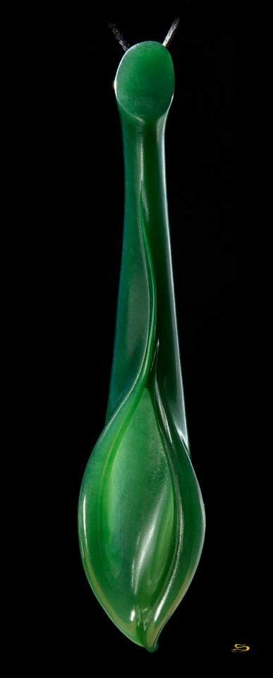 Hand Carved Jade Lily From New Zealand Jade Carving Jade Pendant