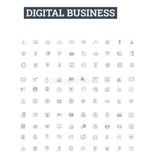 Digital Business Vector Line Icons Set Digital Business Ecommerce