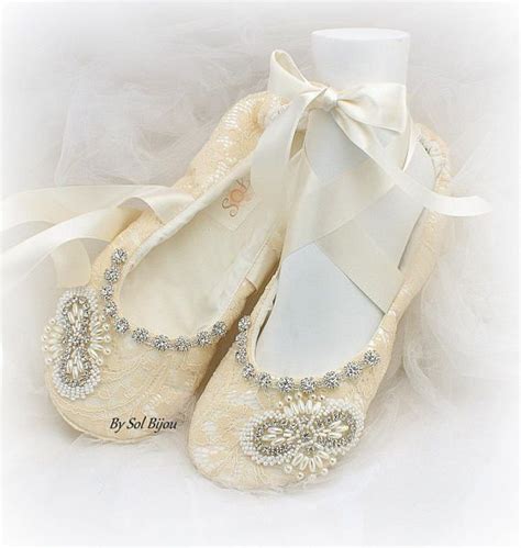 Champagne Wedding Flats Shoes Lace Ballet Slippers Beaded Etsy