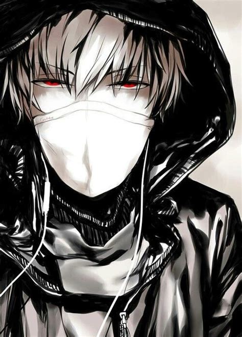 Anime Boy Dark Red Eyes Masque Black Badass Manga Anime Chaud