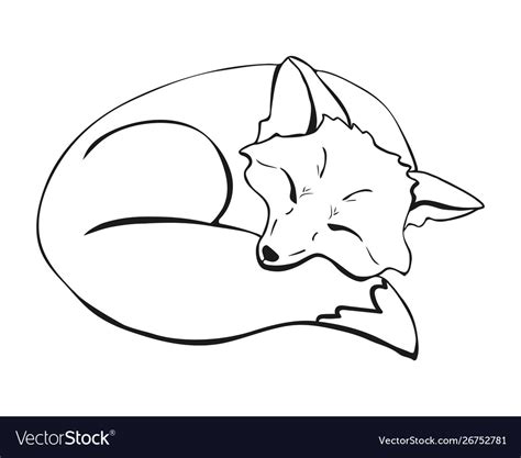 A Cute Sleeping Fox Fox Lying With Closed Eyes Vector Image
