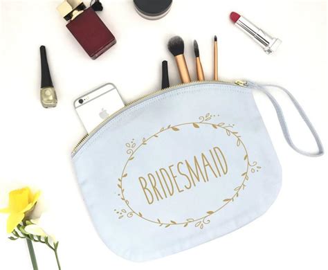 Personalised Dainty Floral Wreath Bridesmaid Makeup Bag Wedding