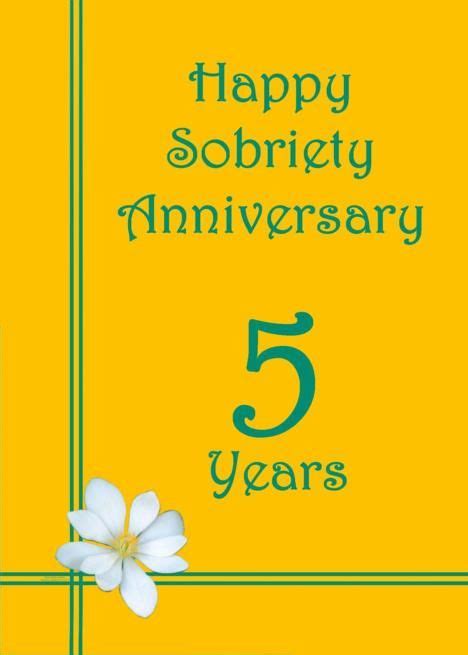 5 Year Happy Sobriety Anniversary White Flower Card Ad Ad