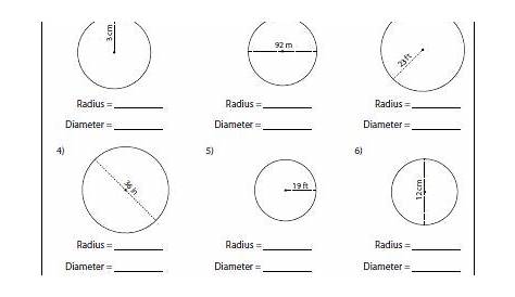 radius and diameter worksheets answers
