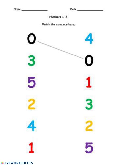 match  numbers worksheet worksheet  kindergarten