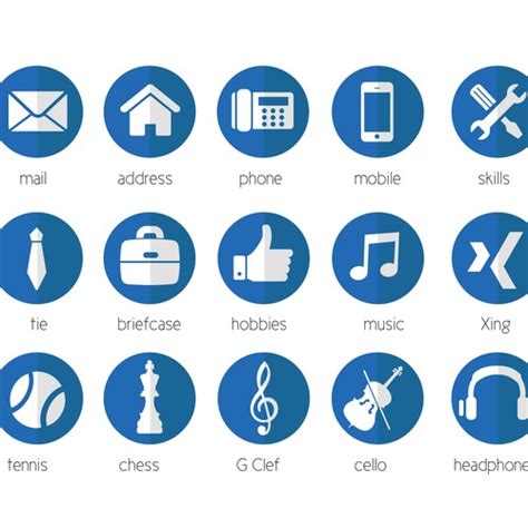 20 Modern Icons For Personal Cv Resume Pictogram Of Knop