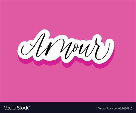 Love In French Modern Calligraphy Word On Pink Vector Image
