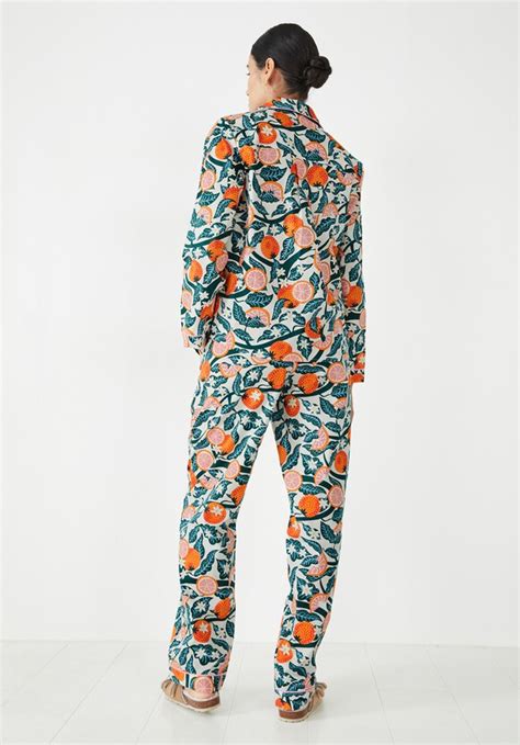 Isla Printed Cotton Pyjama Set Grapefruit Blossom Hush