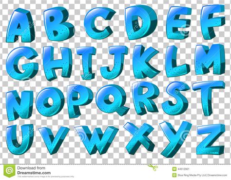 Letters Of The Alphabet In Blue Colors Stock Vector Illustration Of