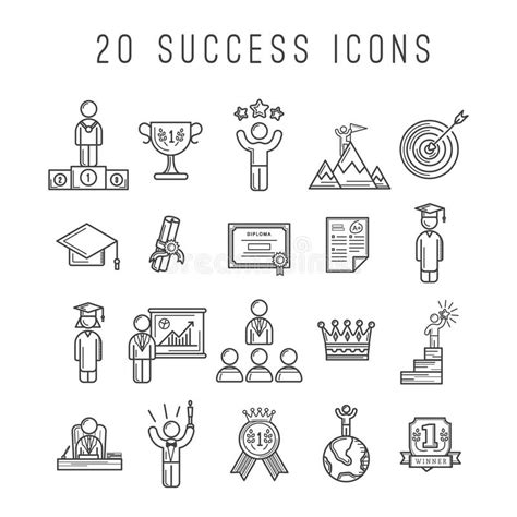 Set Of Success Icons Vector Illustration Decorative Background Design