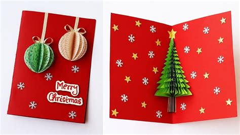 Make a few simple cuts into a piece of decorative paper to create a tab. 3D Christmas Pop Up Card | How To Make Christmas Tree ...