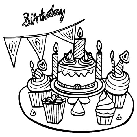 Happy Birthday Coloring Page · Creative Fabrica