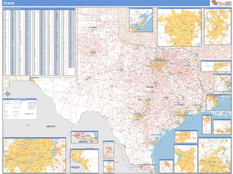 Texas Zip Code Wall Map Basic Style By Marketmaps Mapsales