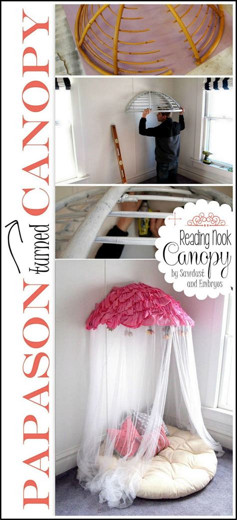 Papasan chairs are supremely comfortable, but their style never seems to mesh well with most interiors. Turn an old Papasan chair frame into a Canopy Reading Nook! Sawdust and Embryos | Room diy ...