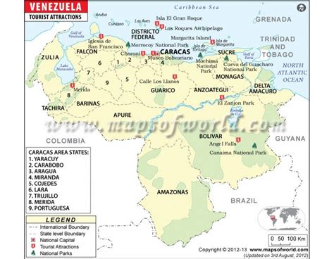 Vector Map Of Venezuela With Tourist Attractions Tourist Map Tourist