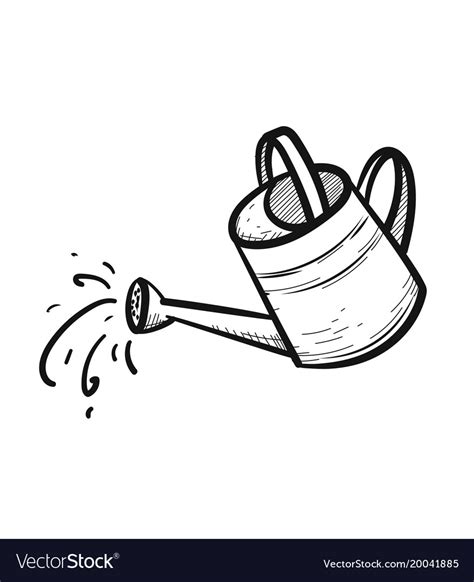 Watering Can Hand Drawn Sketch Icon Royalty Free Vector