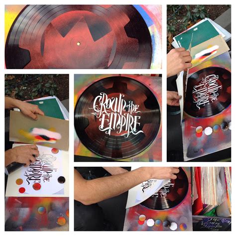 Stencil Work And Spray Painting On A Vinyl Record Painted Vinyl