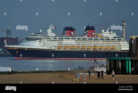 Liverpool Uk Disney Magic Cruise Liner Sails Out Of Liverpool After