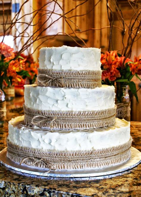 Rustic Burlap Wedding Cake — Round Wedding Cakes Burlap Wedding Cake