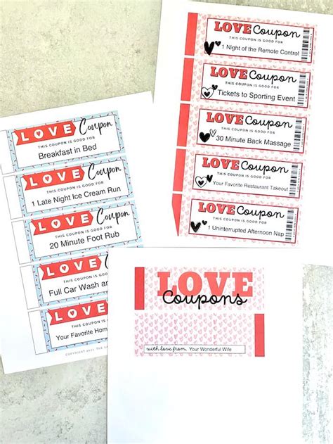 Printable Love Coupons Template Homemade Coupon Book Ideas