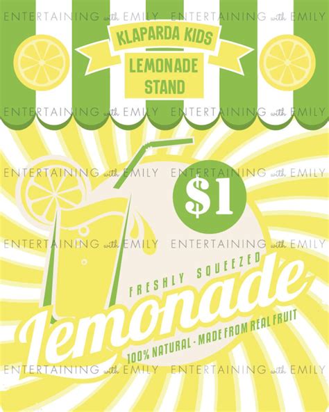 Printable Lemonade Stand Sign 8 X 10 Sign Etsy