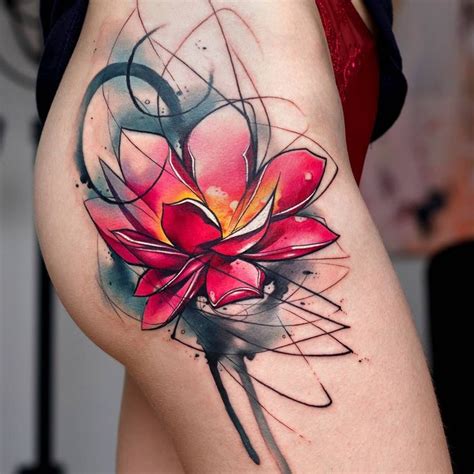 Watercolor Tattoo Abstract Lotus Flower Your