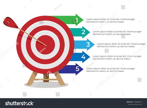 Vektor Stok Dartboard Arrows Hitting Target Objective Achieved Tanpa