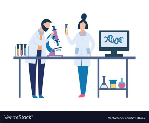 Two Scientists In Science Laboratory Doing Vector Image