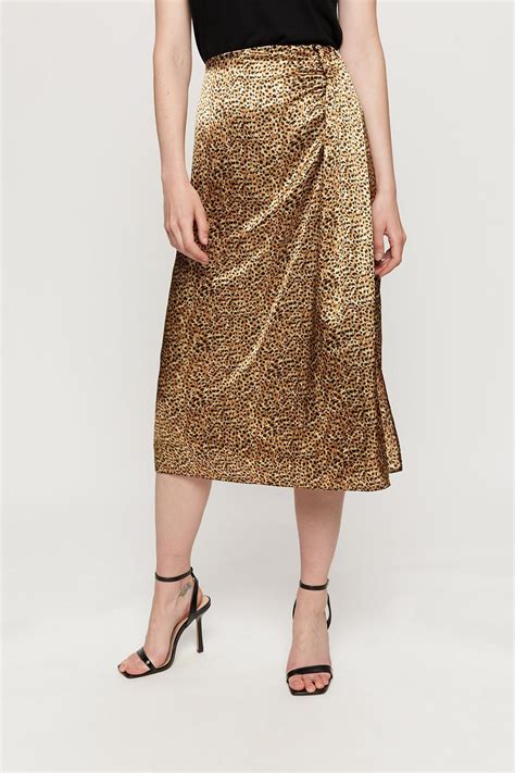 Leopard Print Satin Wrap Skirt Dorothy Perkins Uk